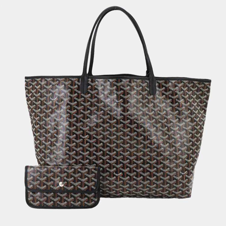 Pre Owned Goyard Saint Louis GM Black PVC Leather Tote Bag