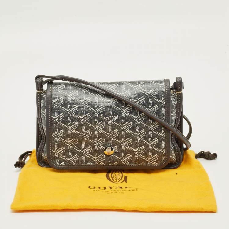 Pre Owned Goyard Plumet Grey Goyardine Coated Canvas Crossbody Bag