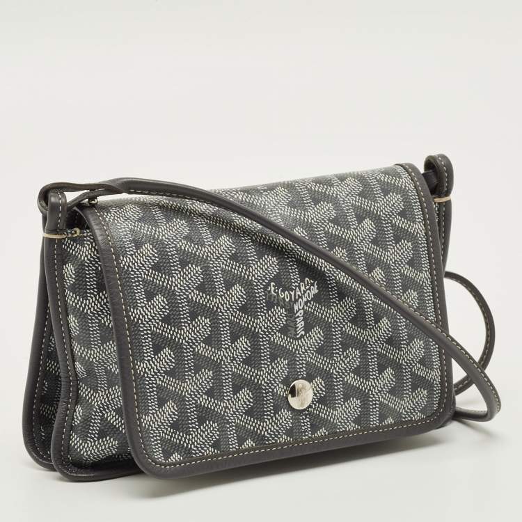 Pre Owned Goyard Plumet Grey Goyardine Coated Canvas Crossbody Bag