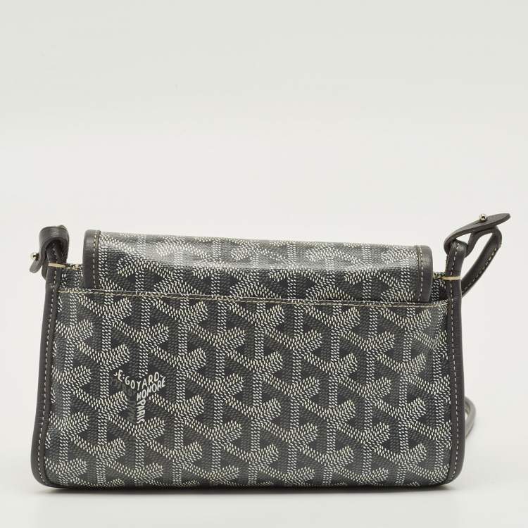 Pre Owned Goyard Plumet Grey Goyardine Coated Canvas Crossbody Bag