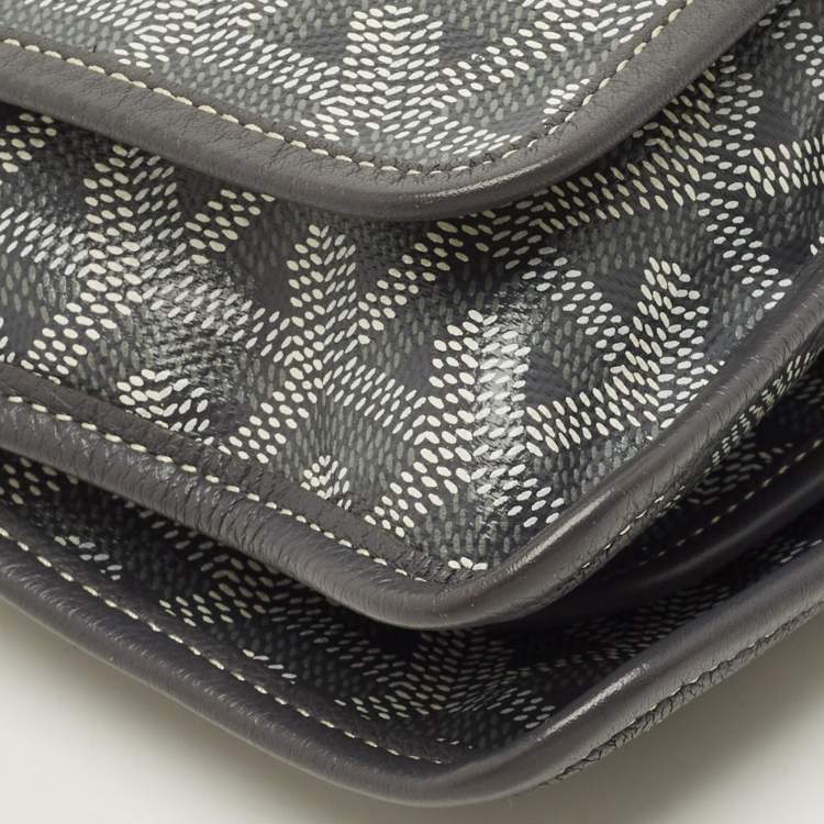 Pre Owned Goyard Plumet Grey Goyardine Coated Canvas Crossbody Bag