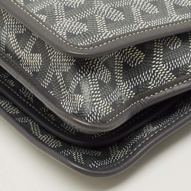 Pre Owned Goyard Plumet Grey Goyardine Coated Canvas Crossbody Bag