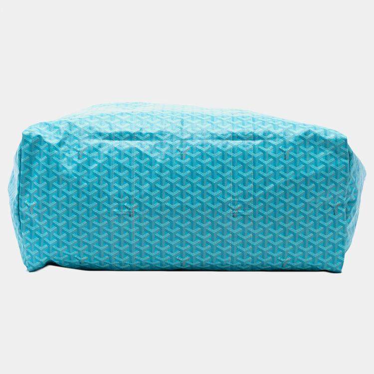 Pre Owned Goyard Blue Goyardine Reversible Belharra Tote