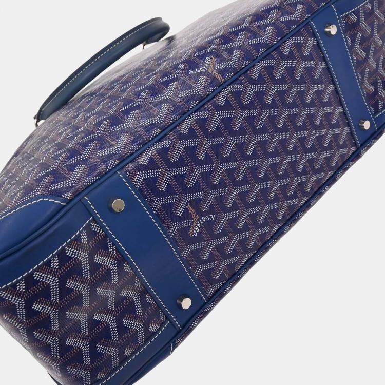 Pre Owned Goyard Saint Jeanne GM Blue Goyardine Canvas Top Handle Bag