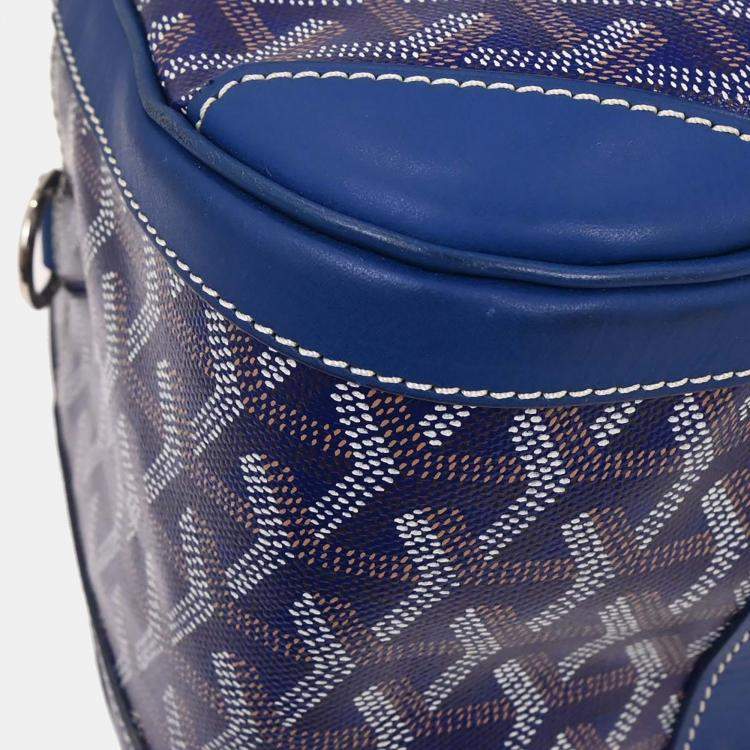 Pre Owned Goyard Saint Jeanne GM Blue Goyardine Canvas Top Handle Bag