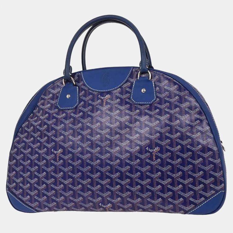 Pre Owned Goyard Saint Jeanne GM Blue Goyardine Canvas Top Handle Bag