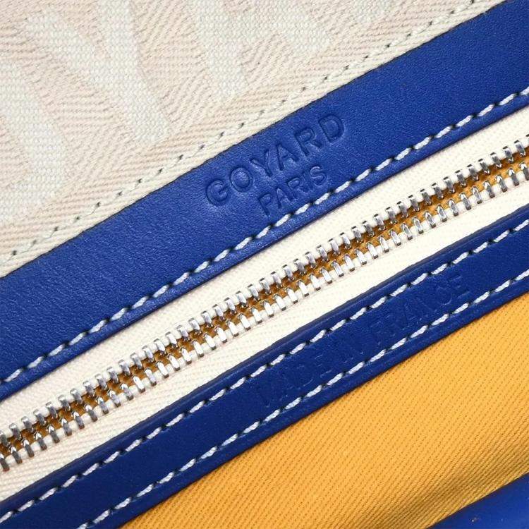 Pre Owned Goyard Saint Jeanne GM Blue Goyardine Canvas Top Handle Bag