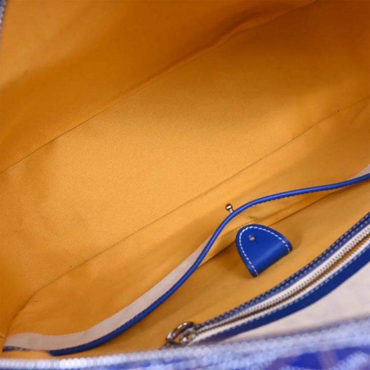 Pre Owned Goyard Saint Jeanne GM Blue Goyardine Canvas Top Handle Bag