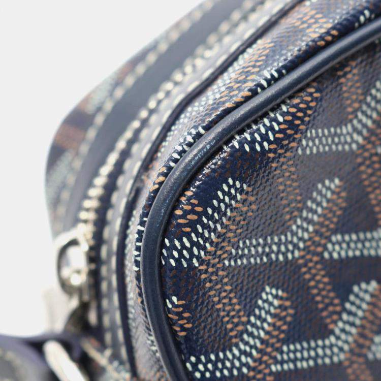 مملوكة مسبقًا Goyard Cap Vert Pm Shoulder Bag In Coated Canvas And Leather Navy Multicolor