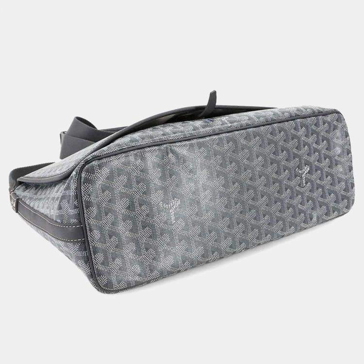 مملوكة مسبقًا Goyard Capetien Mm Shoulder Bag In Pvc And Leather Gray Herringbone