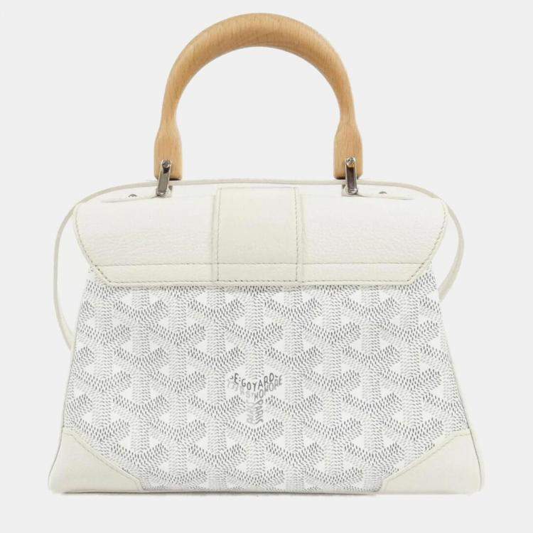 Pre Owned Goyard White Coated Canvas Leather Saigon Handbag