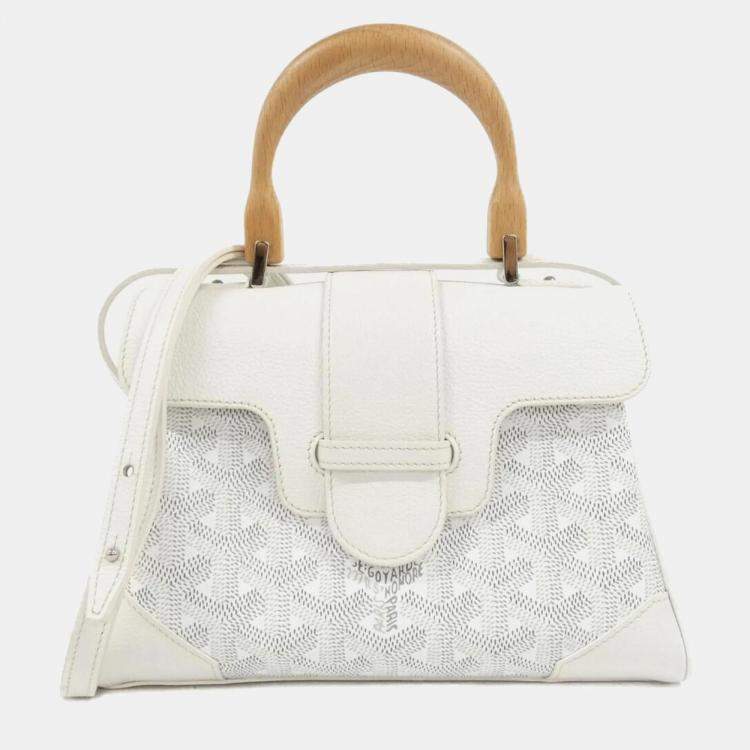 Pre Owned Goyard White Coated Canvas Leather Saigon Handbag