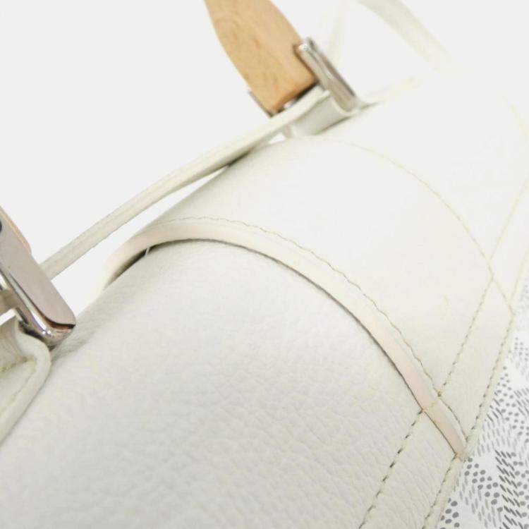Pre Owned Goyard White Coated Canvas Leather Saigon Handbag