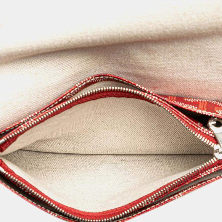 Pre Owned Goyard Plumet Pouch Wallet Red Leather