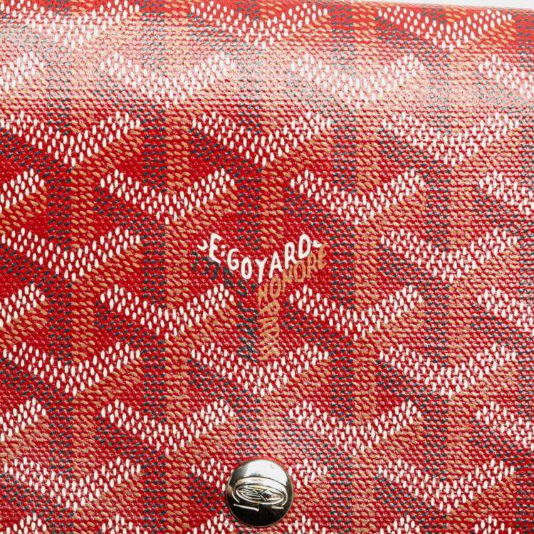 Pre Owned Goyard Plumet Pouch Wallet Red Leather