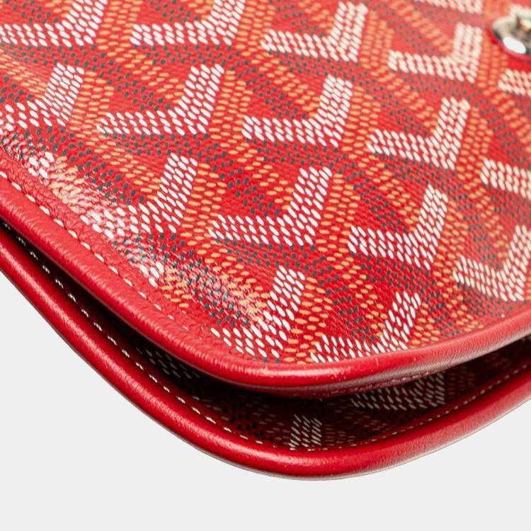 Pre Owned Goyard Plumet Pouch Wallet Red Leather