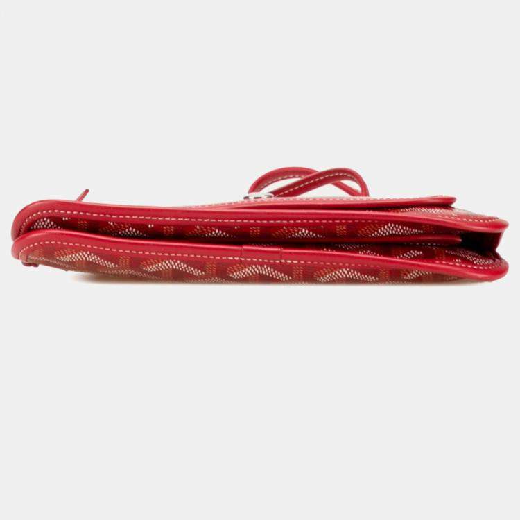 Pre Owned Goyard Plumet Pouch Wallet Red Leather