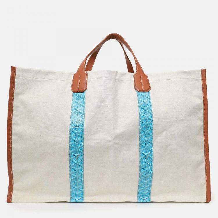 Pre Owned Goyard Blue/Brown Goyardine Mediterranee Saint Tropez Reversible Tote