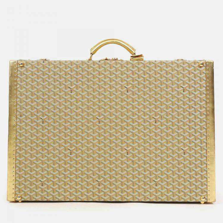 مملوكة مسبقًا Goyard Gold Goyardine Grand Hotel 70 Suitcase Trunk With Key