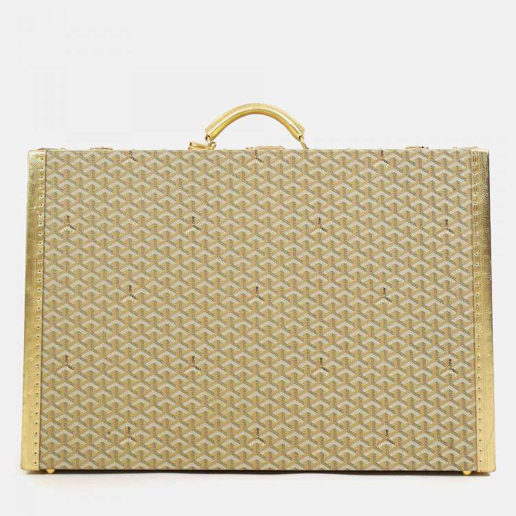 مملوكة مسبقًا Goyard Gold Goyardine Grand Hotel 70 Suitcase Trunk With Key