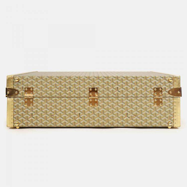 مملوكة مسبقًا Goyard Gold Goyardine Grand Hotel 70 Suitcase Trunk With Key