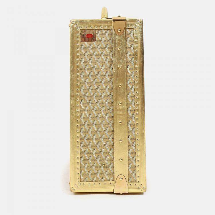 مملوكة مسبقًا Goyard Gold Goyardine Grand Hotel 70 Suitcase Trunk With Key