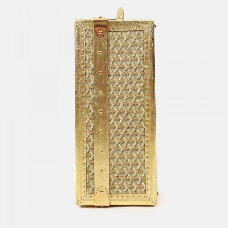 مملوكة مسبقًا Goyard Gold Goyardine Grand Hotel 70 Suitcase Trunk With Key