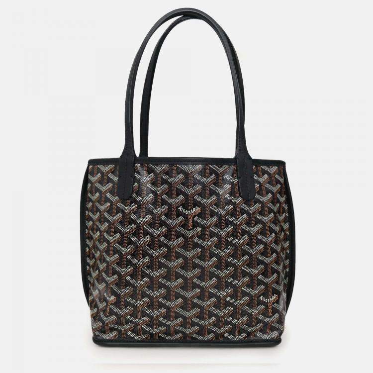 Pre Owned Goyard Black Goyardine Anjou Mini with Pouch
