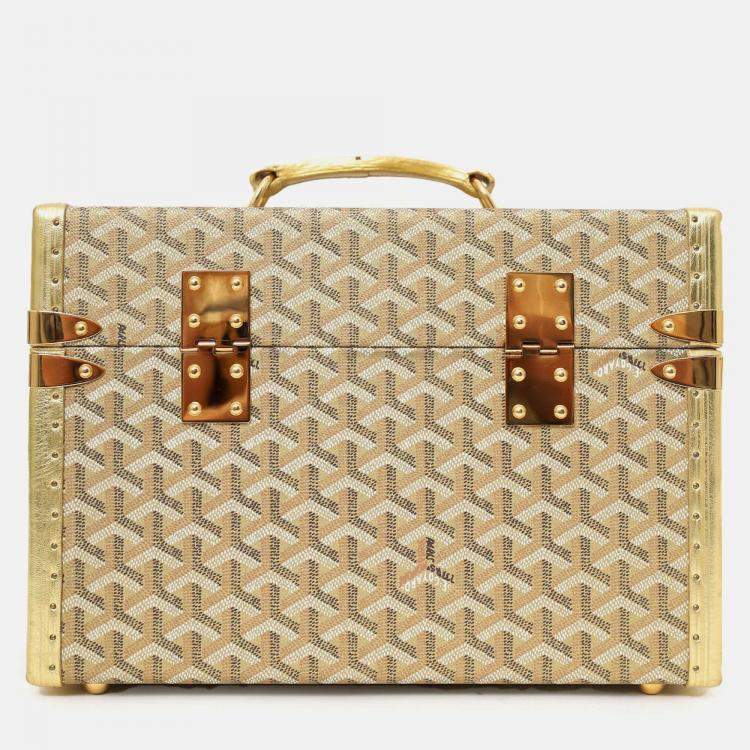 Pre Owned Goyard Gold Coated Canvas Vanity Case With Key