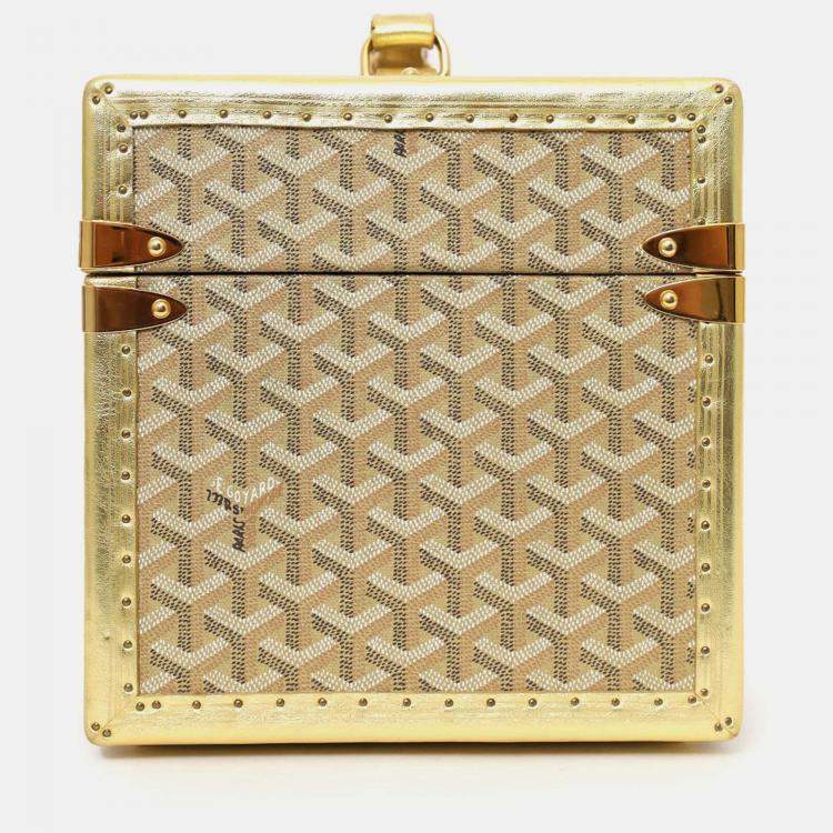 Pre Owned Goyard Gold Coated Canvas Vanity Case With Key