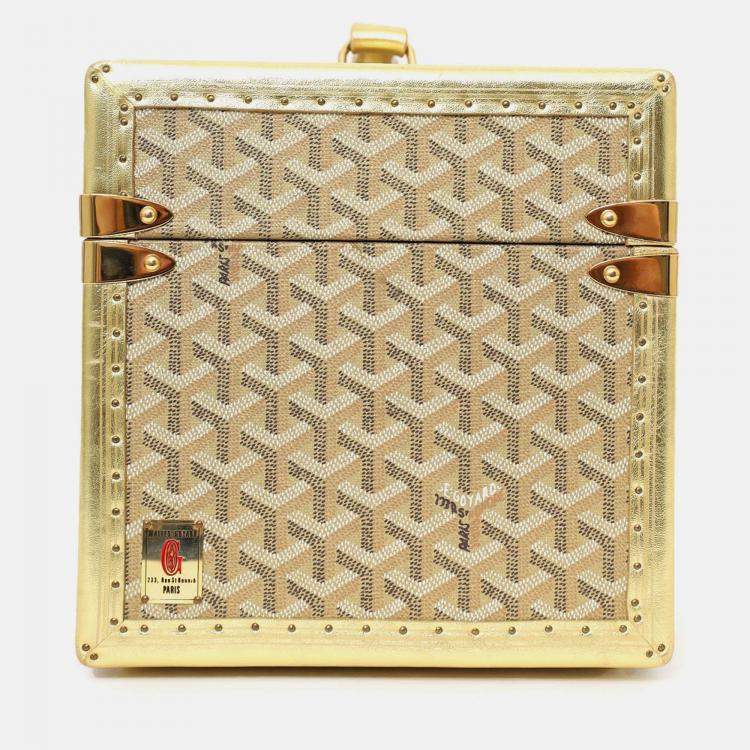 Pre Owned Goyard Gold Coated Canvas Vanity Case With Key