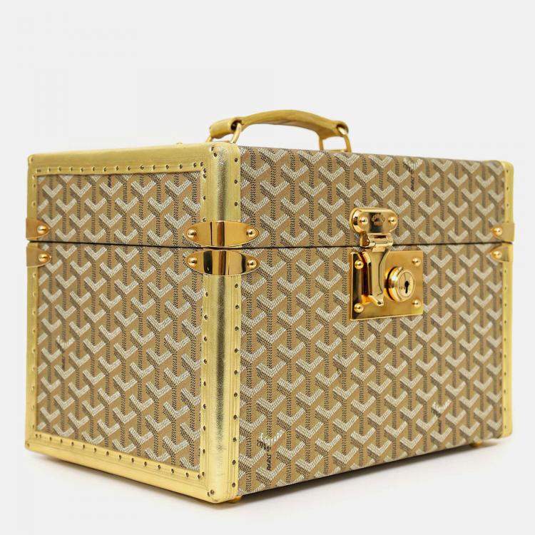 Pre Owned Goyard Gold Coated Canvas Vanity Case With Key