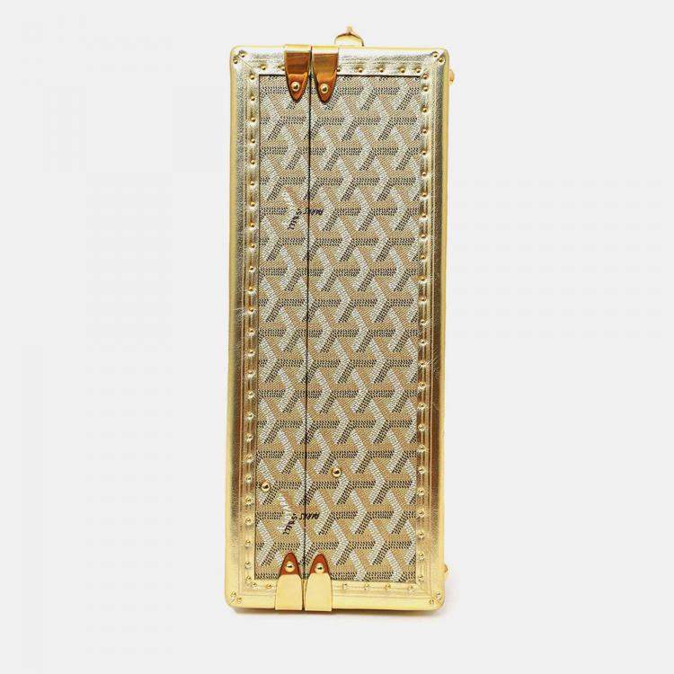 Pre Owned Goyard Gold Goyardine Manoir MM Briefcase With Key