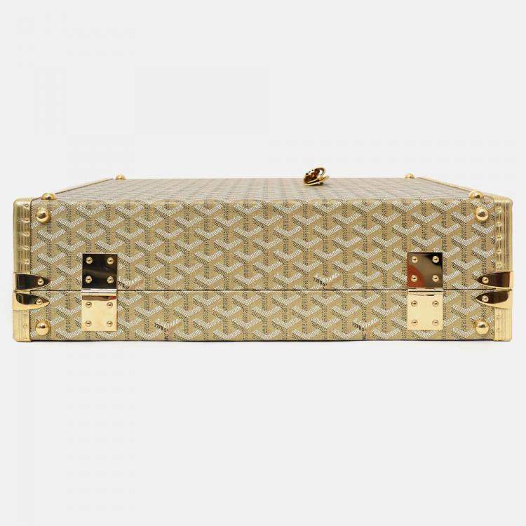 Pre Owned Goyard Gold Goyardine Manoir MM Briefcase With Key
