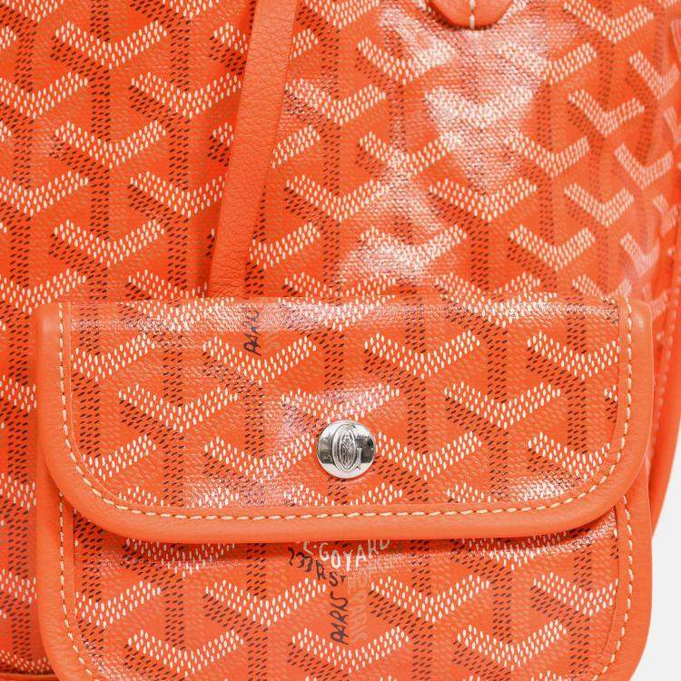 Pre Owned Goyard Orange Goyardine Mini Anjou Tote with Pouch