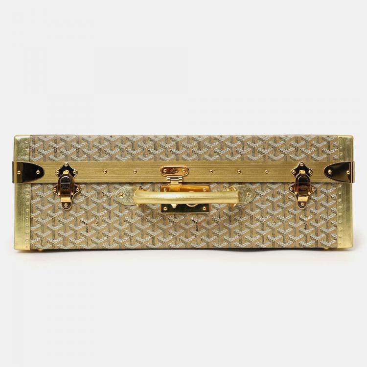 Pre Owned Goyard Gold Gold Goyardine Coated Canvas 'Grand Hotel 60' Trunk