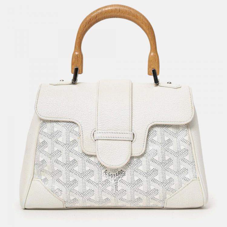 Pre Owned Goyard Cream Goyardine Mini Saigon Bag With Strap