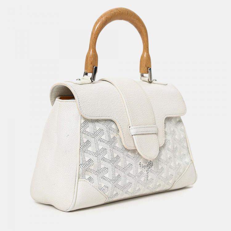 Pre Owned Goyard Cream Goyardine Mini Saigon Bag With Strap