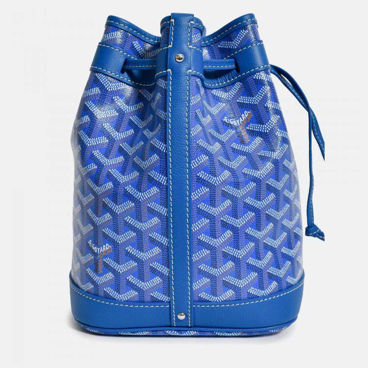 Pre Owned Goyard Blue Goyardine Petit Flot Bucket Bag