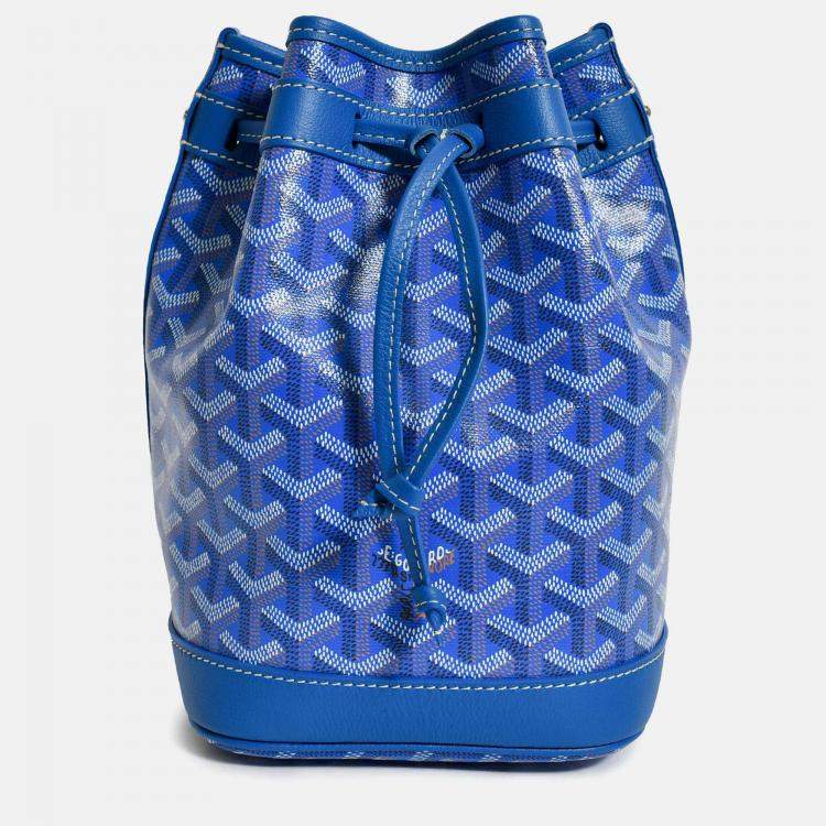 Pre Owned Goyard Blue Goyardine Petit Flot Bucket Bag
