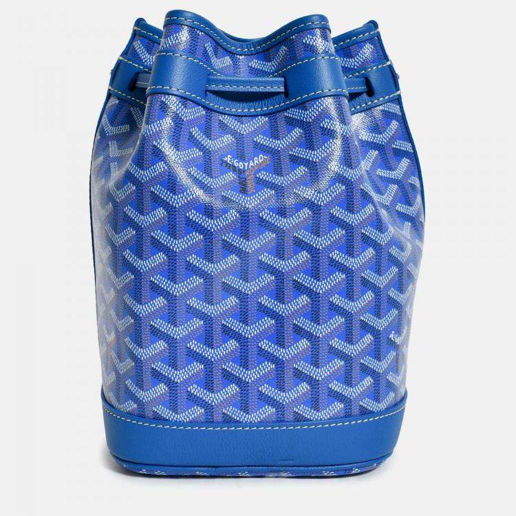 Pre Owned Goyard Blue Goyardine Petit Flot Bucket Bag