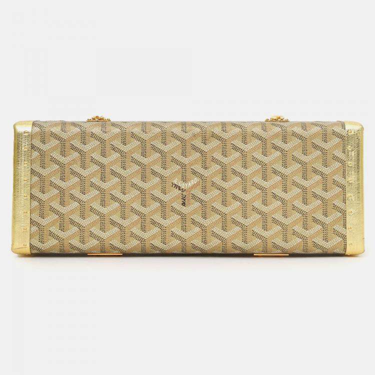 Pre Owned Goyard Gold Goyardine Coated Canvas Saint-Honore Trunk Bag With Strap