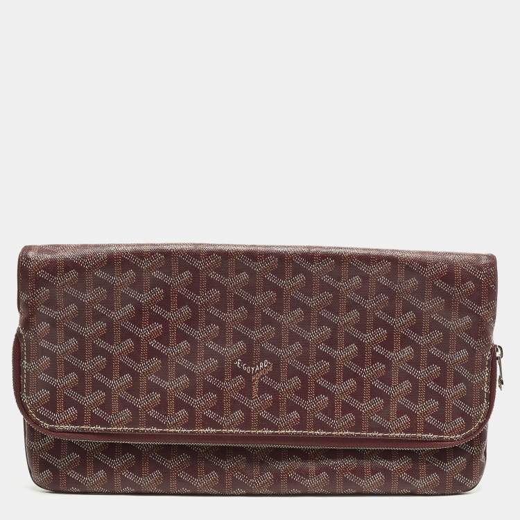 Pre Owned Goyard Sainte Marie Burgundy Goyardine Coated Canvas Clutch