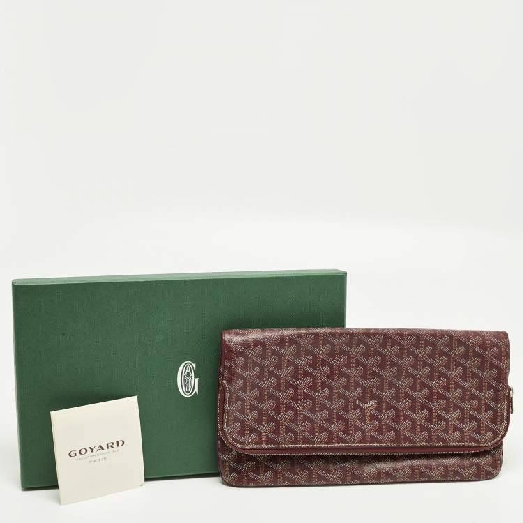 Pre Owned Goyard Sainte Marie Burgundy Goyardine Coated Canvas Clutch