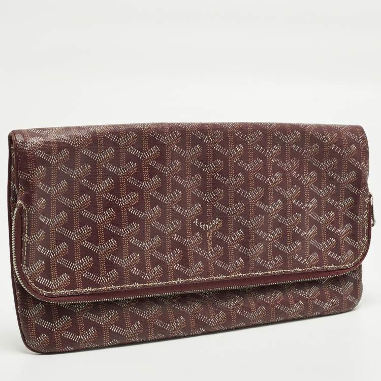 Pre Owned Goyard Sainte Marie Burgundy Goyardine Coated Canvas Clutch