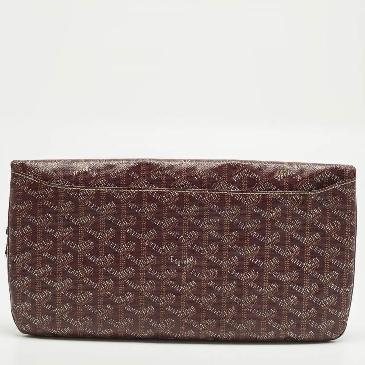 Pre Owned Goyard Sainte Marie Burgundy Goyardine Coated Canvas Clutch