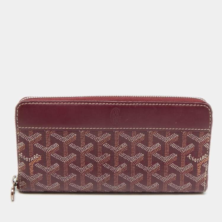 Pre Owned Goyard Matignon GM Burgundy Goyardine Coated Canvas Wallet