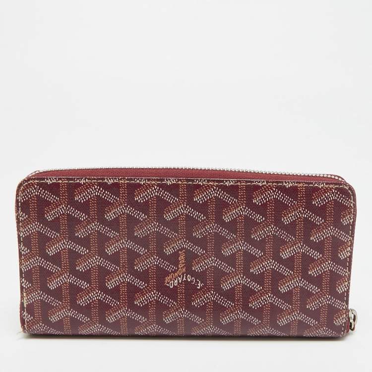 Pre Owned Goyard Matignon GM Burgundy Goyardine Coated Canvas Wallet