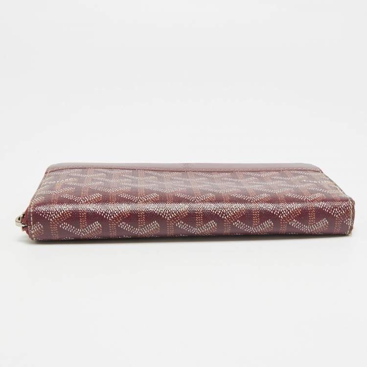 Pre Owned Goyard Matignon GM Burgundy Goyardine Coated Canvas Wallet