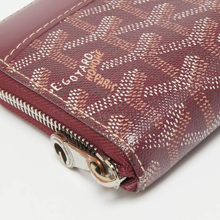 Pre Owned Goyard Matignon GM Burgundy Goyardine Coated Canvas Wallet